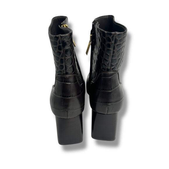 Cole Haan Gemma Dress Booties Dark Chocolate Crocodile Size 5 Square Anle Boot - Picture 9 of 15